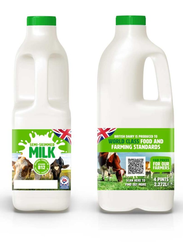 Milk cartons with suggested new labelling